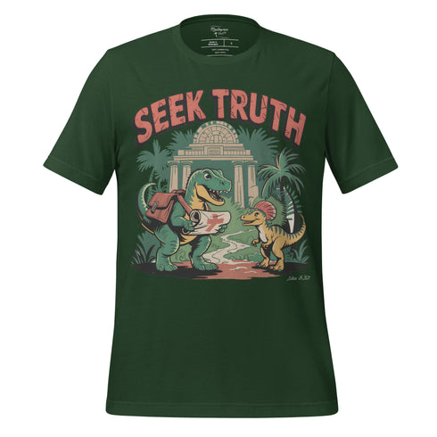 Seek Truth Dinosaur Christian Bible Verse T-Shirt